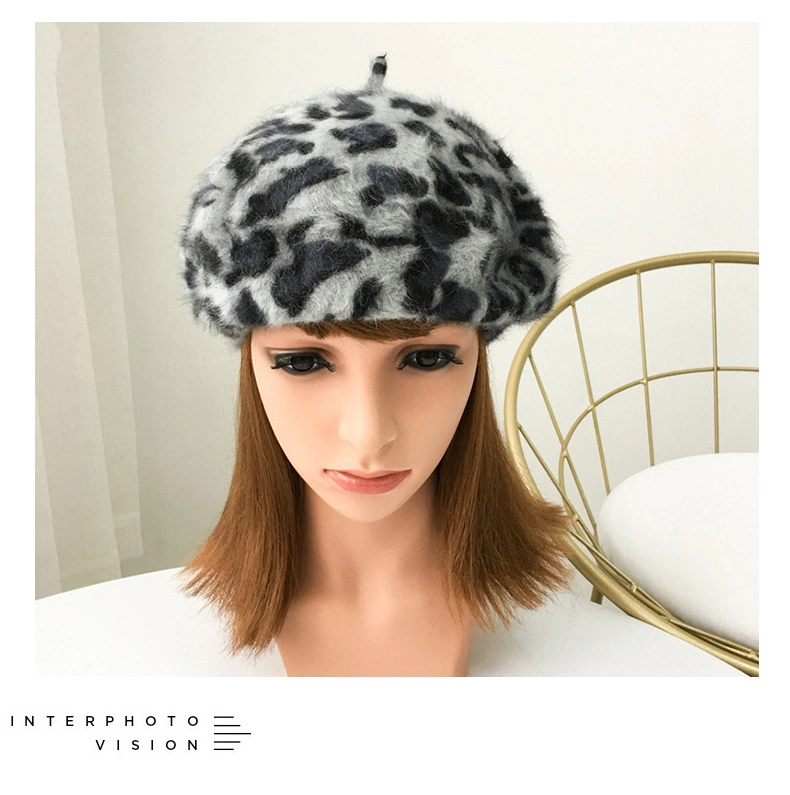 New Fashion Girls Beret Fashion Leopard Color Warm Winter Beret Hat Beanies for Ladies