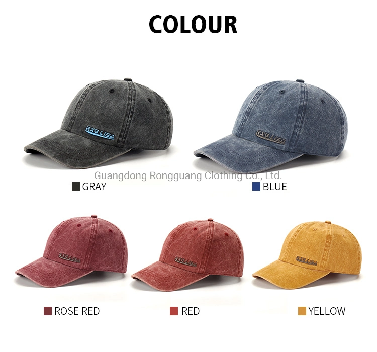 Wholesale Fashion Cotton 6 Panel Vintage Letter Embroidery Dad Washed Baseball Hat for Men Women Summer Hat